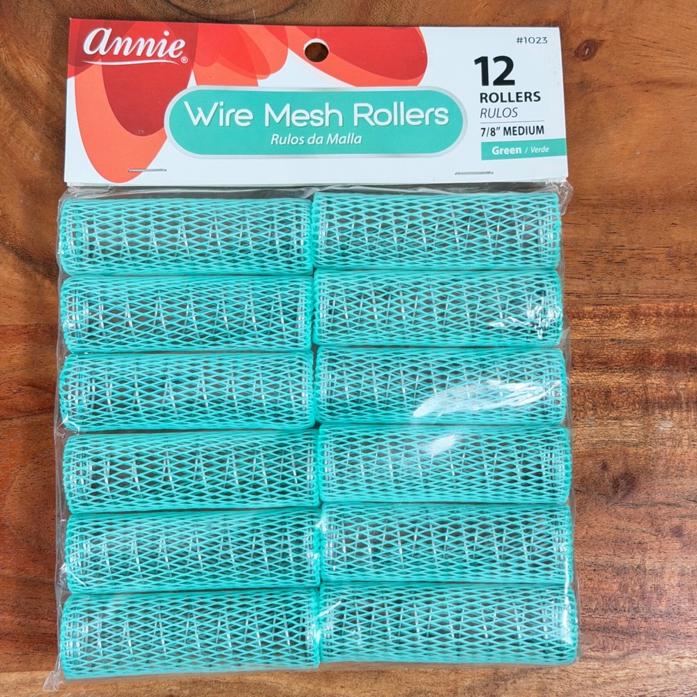 Heatless Medium 7/8" Wire Mesh Rollers 12Ct for Defined Curls & Waves Annie 1023